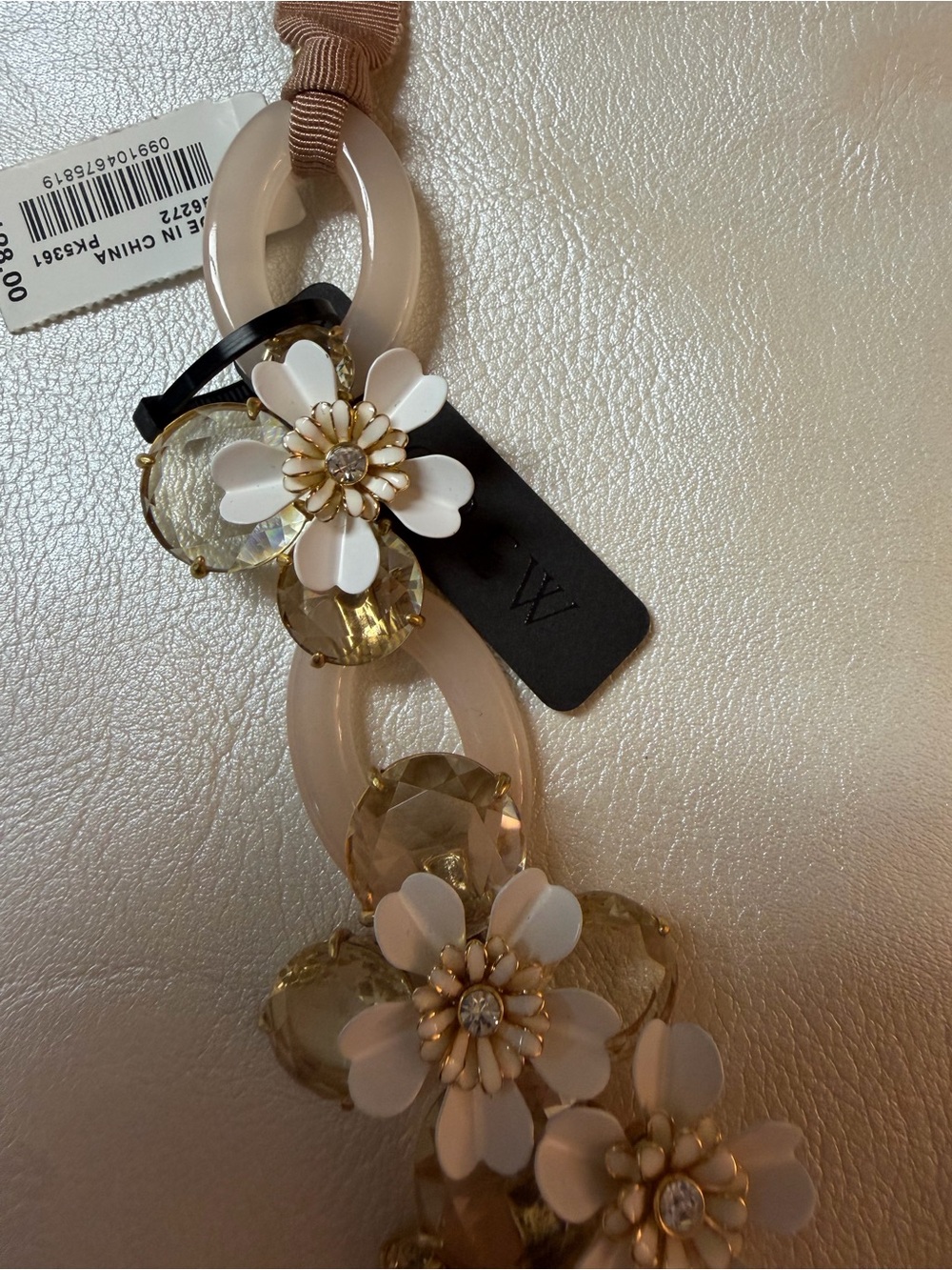 J. Crew White and Gold Floral Ribbon Necklace - Picture 3 of 7